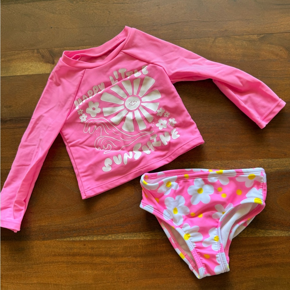Cat & Jack happy little sunshine rashguard swimsuit